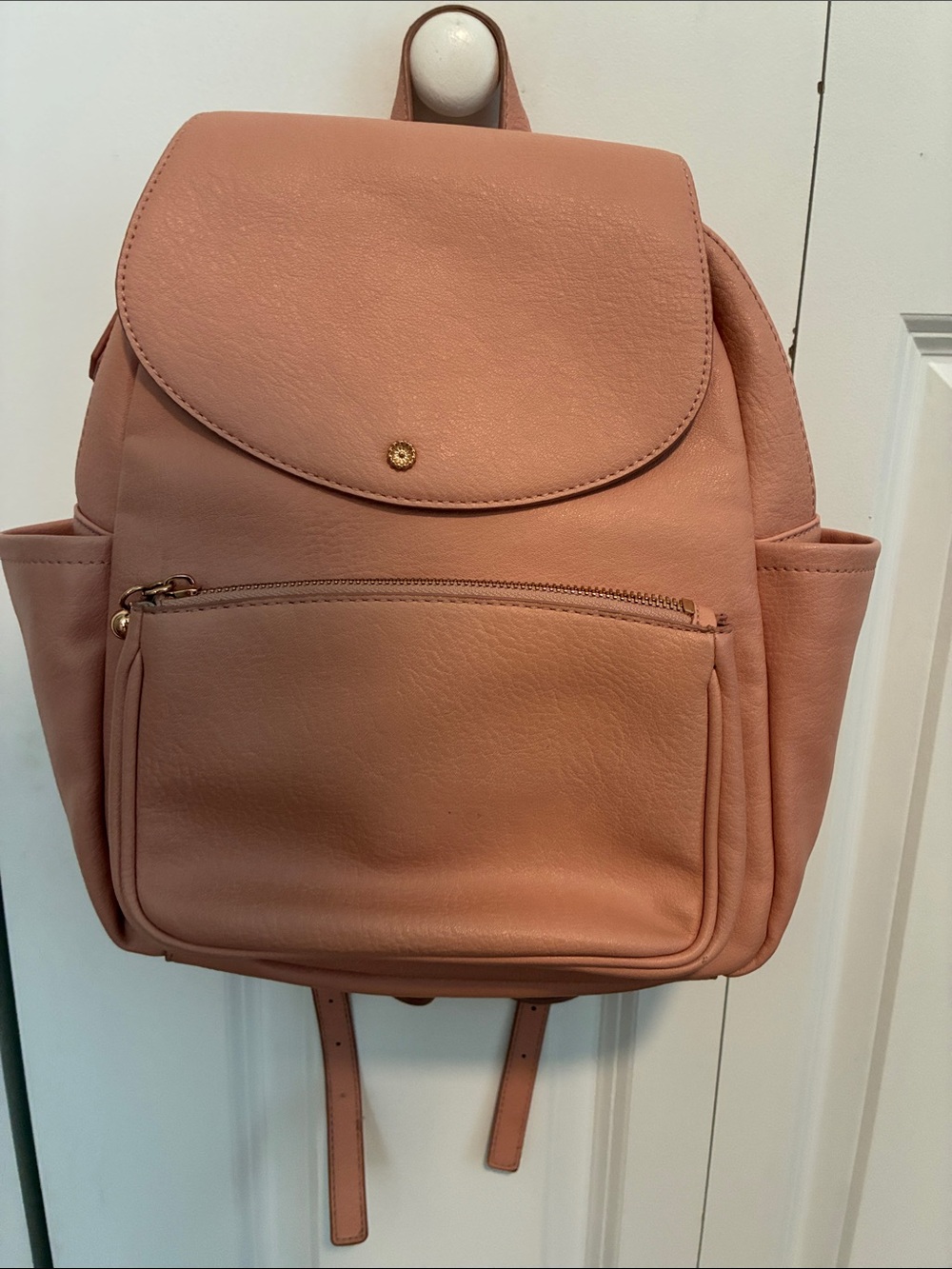LC Lauren Conrad Peach Pink Faux Leather Backpack with Gold Hardware